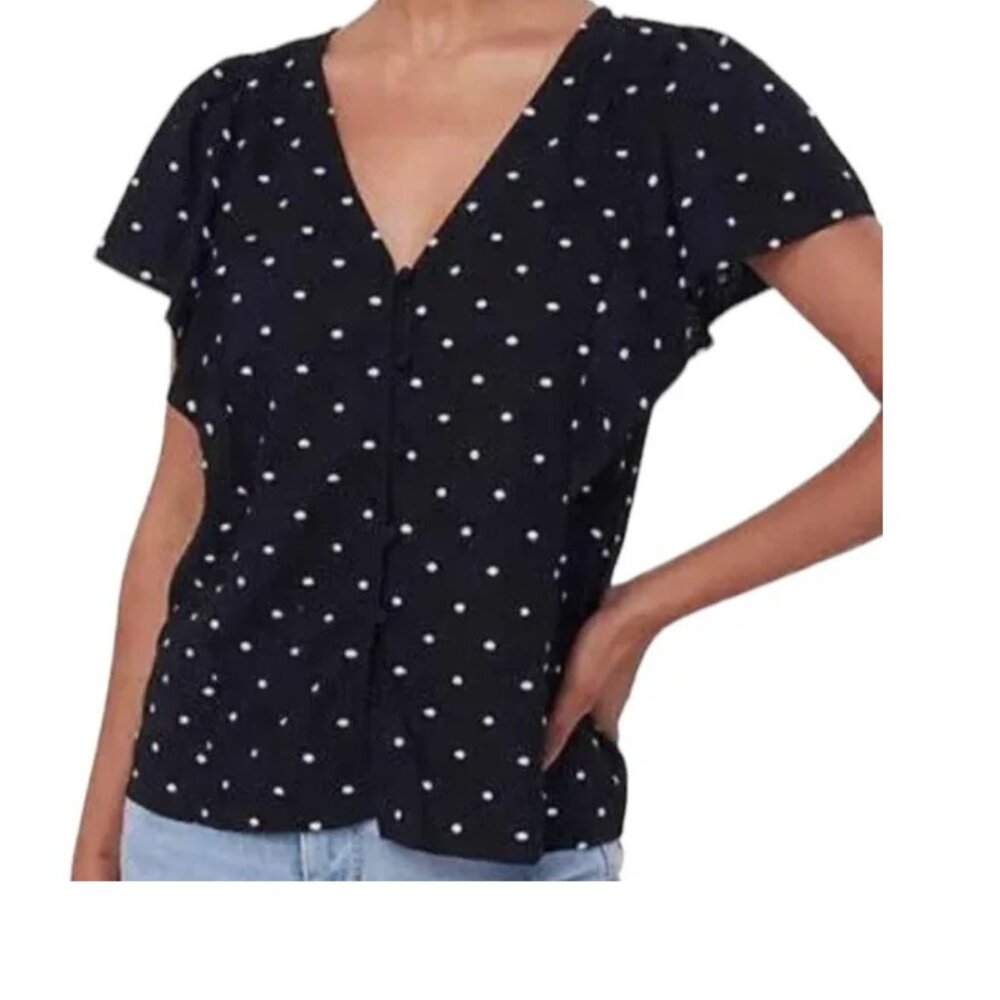 NWT Loft Dotted Button Front Top Size PM